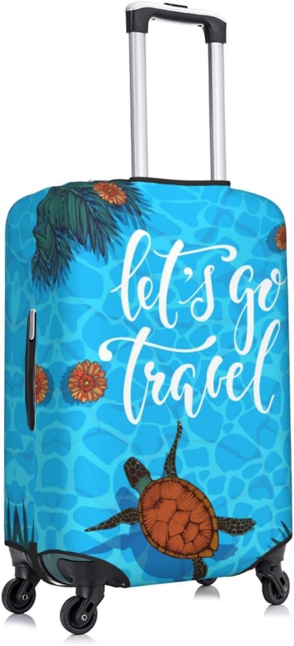 Turtle Travel Luggage Cover Protector Summer Blue Water Sea Turtle Palm Leaves Tropical Flowers Suitcase Covers for Luggage Washable Baggage Case Covers for Suitcase 18-21 Inch - Image 3