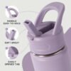 12oz Kids Water Bottle for School, Toddler Water Bottles with Straws, Insulated Water Bottle for Boys&Girls, Stainless Steel Vacuum Insulated Bottle for Kids, Leak-Proof, BPA-Free, Purple - Image 2