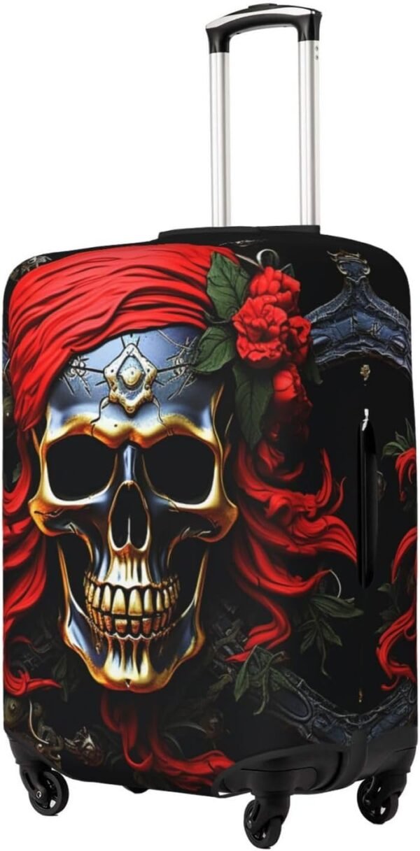 Travel Luggage Cover Pirate Skull Suitcase Covers for Luggage Fashion Suitcase Protector Fits 18-32" Luggage, Black, L, Luggage Set - Image 8