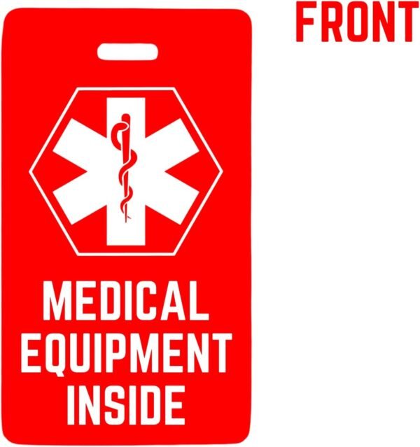 Medical Equipment Luggage Tag for Travel, Suitable for CPAP Equipment, Diabetic Supplies, Respiratory Devices, 1 Luggage Tag (Red and White) - Image 2
