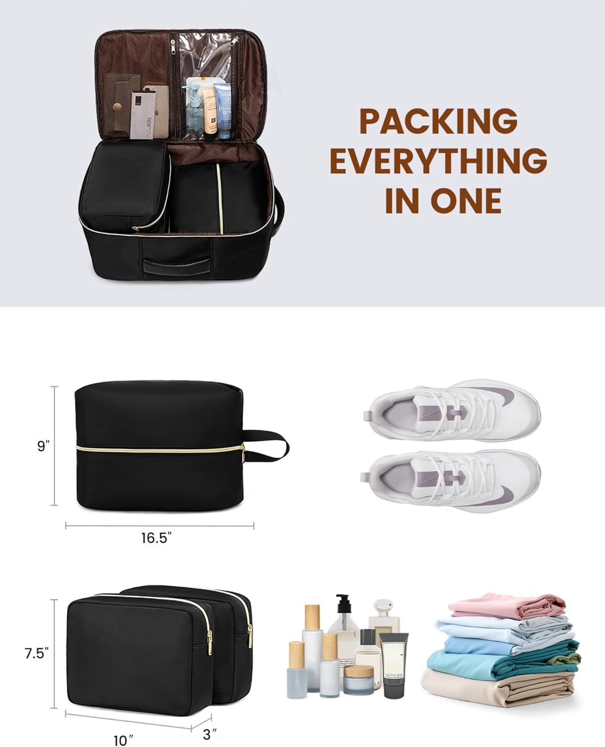 LOVEVOOK Travel Backpack for Women, 40L Large Carry On Backpack Flight Approved, Waterproof Personal Item Travel Bag Fits 17.3'' Laptop,TSA Backpack Suitcase with 3 Packing Cubes - Image 7