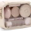 Pocmimut Makeup Bag,PU Leather Clear Makeup Bag Travel Makeup Bag Car Essentials for Women,Travel Essentials Cosmetic Bag Organizers(Beige)