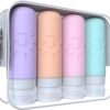 Travel Bottles for Toiletries, TSA Approved Travel Containers 3oz Leak Proof Travel Tubs Refillable Liquid Travel Accessories for Shampoo Conditioner Lotion Body Wash(Multicolored C)