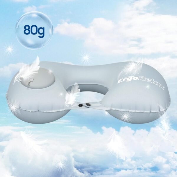 Inflatable Travel Pillow, Neck Pillow for Traveling Airplanes Train Car Office, Portable U-Shaped Blow Up Neck Support Pillow (Grey) - Image 6