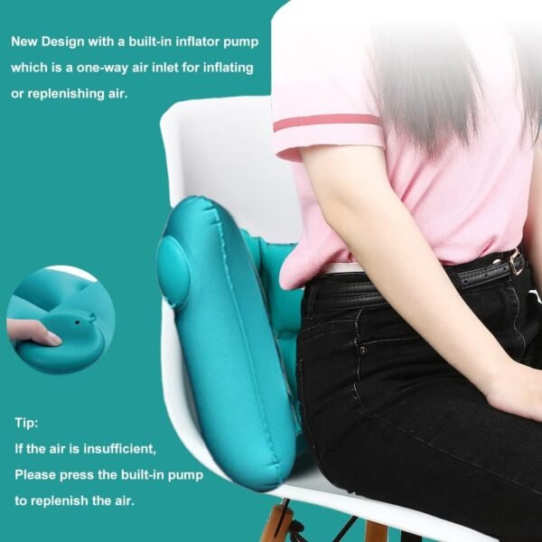 Inflatable Travel Nursing Waist Pillow, Blow Up Lumbar Body Back Support Pillow for Airplane Long Flight Journey Travel Airplane/Car/Bus/Train/Office (Silver Grey) - Image 7