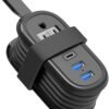 Travel Essentials BEVA Travel Power Strip with USB C Ports, Non Surge Protector with 4FT Travel Extension Cord, 2 Outlets 3 USB Ports, Cruise Ship Essentials Travel Accessories(3.4A Charge Black)