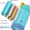 Kids Insulated Water Bottle with Straw Lid & Silicone Handle,12oz Kids Leak Proof Water Bottle for School Boys Girls,Double Wall Vacuum Stainless Steel with Non-slip Silicone Base(Blue) - Image 4
