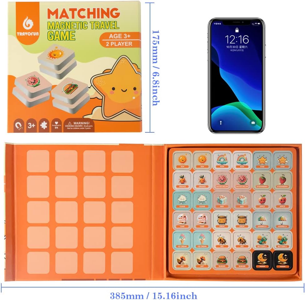 Magnetic Matching Memory Game for Kids 3-8 - Perfect Travel Toy for Toddlers - Fun Road Trip & Airplane Activity - Camping Game Essentials. - Image 2