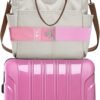 Bylion 2-in-1 Travel Belt for Luggage, Luggage Straps for Add a Bag Adjustable Suitcase Straps with Alloy Buckle Elastic Bungees Belt Hands-Free for Airport, Personalized Travel Accessories (Pink)
