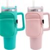 Pilarmuture 2pcs Water Bottle Pouch for Tumbler Mug,Travel Tumbler Mug Pouch,40oz Running Water Bottle Bag for Card Key Wallet Earphone,Versatile Workout Water Bottle Bag for Women Men - Image 2