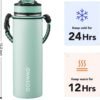 GOSWAG Insulated Sports Water Bottle, 24oz 2 Lids(with Straw/No Straw), Stainless Steel Water Bottles with Paracord Handle, Insulated Thermos with Double-Wall Vacuum Insulation - Image 2