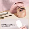 Gaiatop Neck Fan Rechargeable Mini Portable Fan Cute Camera Design, Small Desk Fan with 360°Rotate Mirror, 3 Speed USB Handheld Fan with LED Display, Cooling Personal Lash Fan Travel Essentials Pink - Image 3