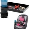 SEVEN SPARTA Car Seat Tray for Kids Toddler Travel with Soft Rubber Base, Rotatable and Removable Cup Holder Snack Tray for Food Color and Play for Family Road Trip Essentials (1, Large Base)