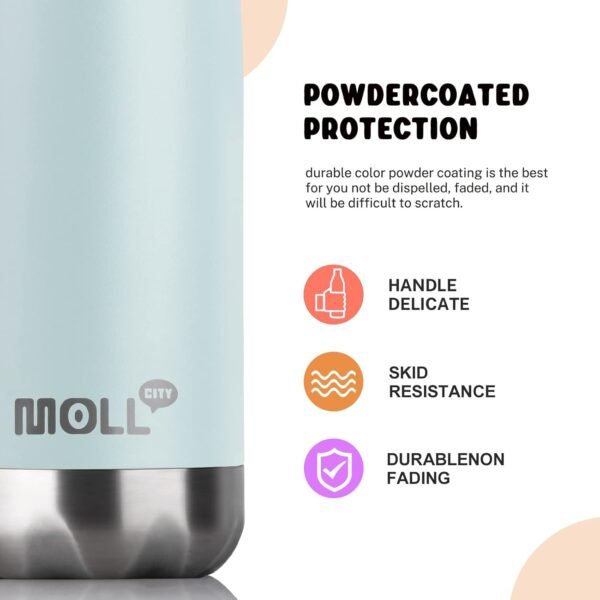 9 oz Water Bottle for Kids-Small Stainless Steel Water Bottle for School Vacuum Insulated Metal Leak Proof Cola Shape Water Bottle for Boys Girls(Baby Blue) - Image 6
