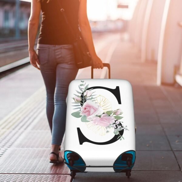 Flower Lette S White Luggage Cover Elastic Washable Stretch Suitcase Protector Anti-Scratch Travel Suitcase Cover for Kid and Adult S (18-21 inch suitcase) - Image 7