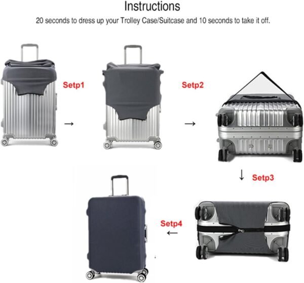 Madfifennina Washable Spandex Travel Luggage Protector Baggage Suitcase Cover Fit 23-32 Inch (Xl(29"-32" luggage), Map) - Image 8