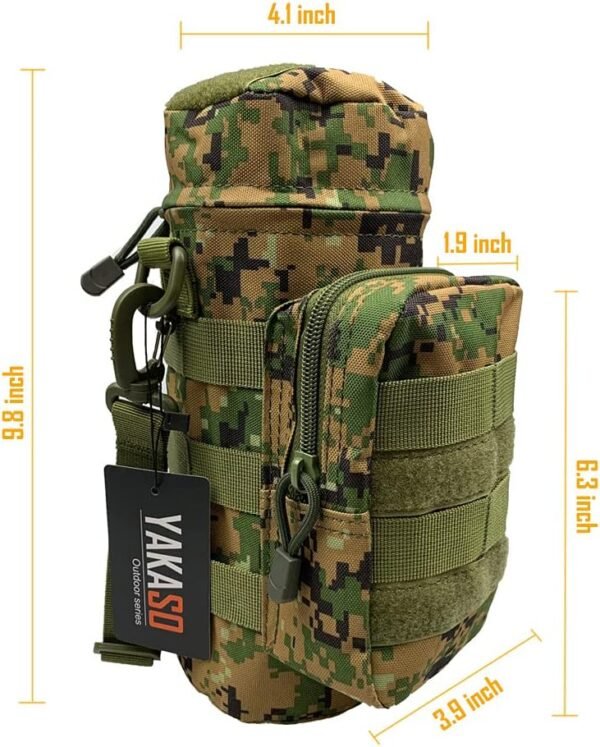 Tactical Molle Water Bottle Holder Pouch Hydration Carrier Bag Tactical EDC Water Bottle Carrier with Detachable Shoulder Strap for Hiking Camping Outdoor Sport Travel - Image 6