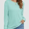 ATHMILE Womens Long Sleeve Round Neck Shirts Basic Tee Casual Top Fall Trendy Tunic Outfits Fitted T Shirts - Image 2