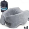TRAVELREST Nest Memory Foam Travel Pillow & Neck Pillow - Advanced Neck Support for Long Flights - Patented Design for Optimal Relaxation - Long Travel - Unmatched Sleep - Washable Cover - Gray