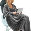 Tirrinia Travel Blanket Airplane Office Poncho 4 in 1 Premium Cozy Fleece Portable Poncho Blankets with Built-in Bag, Pocket - Image 8