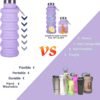 Collapsible Water Bottle,4 Pcs BPA Free Reuseable Silicone Foldable Leakproof 16oz Water Bottles,Portable Lightweight Water Bottles with Carabiner for Travel Gym Camping,Hiking Outdoor Indoor Sports - Image 4