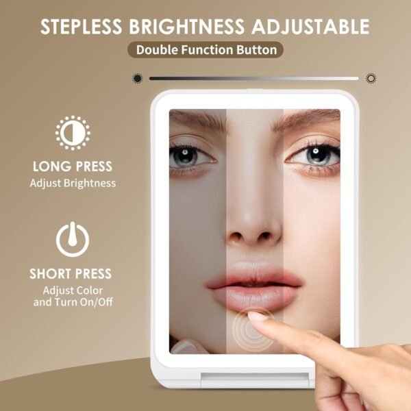 10X Magnification Rechargeable Makeup Mirror for Travel, Makeup Mirror with 80 LED Lights, 3 Color Lighting, Dimmable Touch Screen,Portable Vanity Mirror, Travel Essentials - Image 5
