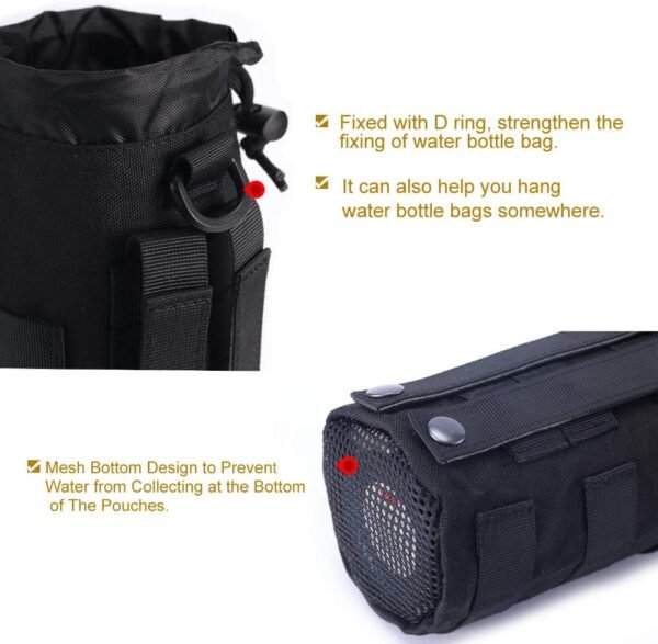Upgraded Sports Water Bottles Pouch Bag, Tactical Drawstring Molle Water Bottle Holder Tactical Pouches, Travel Mesh Water Bottle Bag Tactical Hydration Carrier - Image 3