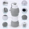 Collapsible Water Bottle, Upgrade Leakproof Foldable BPA Free Silicone Reusable Sports Bottle, Portable Refillable Bottles with Carabiner, Ideal for Travel Hiking Outdoor Camping Gym - Image 3
