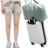 2 pack Foldable Travel Duffel Bag with Fixed on the Trolley Case, Waterproof Luggage Travel Bag, Lightweight Carry On Bag for Sports, Vacation, Shopping, Gym (wine red, light blue) - Image 6
