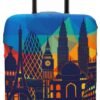 Travel Luggage Cover Protector Washable Suitcase Cover Fits 18-22 Inch Luggage (S,Blue,Landmark)