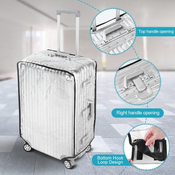 3Pcs 20 24 28 inch Suitcase Protectors Cover and 8Pcs Suitcases Wheel Covers, Clear PVC Waterproof Dustproof Anti-Scratch Luggage Cover Travel Suitcase Cover Protectors - Image 5