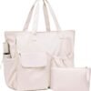 LEDAOU Beach Bag for Women Waterproof Sandproof Tote Bag Pool Bag with Zipper for Gym Shopping Travel with Wet Pocket