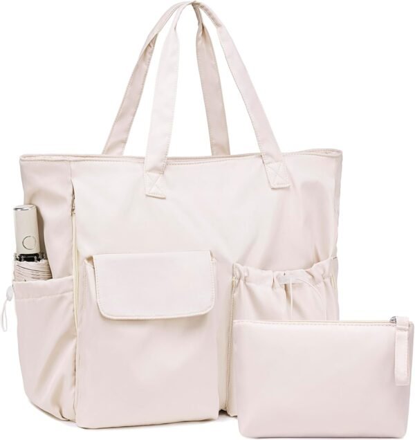 LEDAOU Beach Bag for Women Waterproof Sandproof Tote Bag Pool Bag with Zipper for Gym Shopping Travel with Wet Pocket