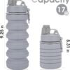 Collapsible Water Bottle for Adults, Boys, Students, Kids, Reusable Silicone Foldable Water Bottles for Travel Camping Hiking, Portable Sports Water Bottle, Gray - Image 6