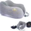 Travel Neck Pillow Memory Foam with Velvet Cover for Relaxing Journeys - Neck Pillow for Airplane,Car,Bus,Train,Comfortably Head Supports, Portable and Washable (Gray)