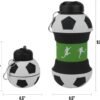 Maccabi Art Clip-On Collapsible 1 Liter, 34 oz. size BPA-Free Silicone Soccer Ball Large Water Bottle for Kids - Image 2