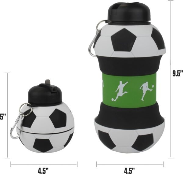 Maccabi Art Clip-On Collapsible 1 Liter, 34 oz. size BPA-Free Silicone Soccer Ball Large Water Bottle for Kids - Image 2
