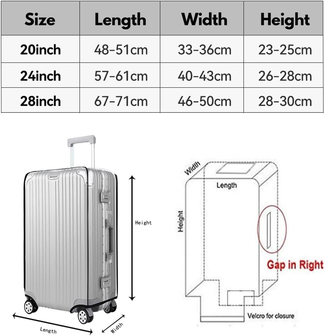 T Tersely 3 Pieces Luggage Cover Protectors, Clear PVC Suitcase Cover Set for 20 24 28 inch luggage,Waterproof Suitcase Protective Covers for Tsa Approved for Travel - Image 2