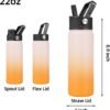 BJPKPK Insulated Water Bottles with Straw Lid, 22oz Cold & Hot Water Bottle, Stainless Steel Metal Water Bottle with 3 Lids, Reusable Thermos, Cups, Mugs for Daily Water Intake-Coral - Image 2