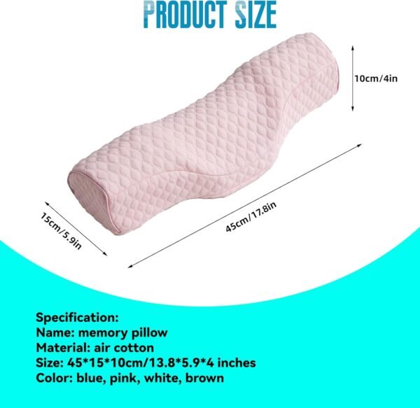 S-SNAIL-OO Cervical Neck Pillow for Sleeping, Memory Foam Neck Roll Pillow for Stiff Neck Pain Relief, Neck Support Pillow Bolster Pillow for Bed for Side Sleepers Back Sleeper. (Pink) - Image 3