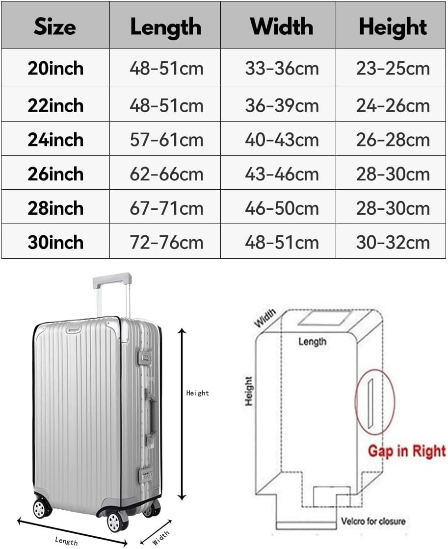 T Tersely Clear PVC Suitcase Cover Protectors 20/24/26/28/30 Inch Suitcase Baggage Covers - Waterproof Dustproof and Anti-Scratch 20-30 Inch Luggage Cover (26inch) - Image 2