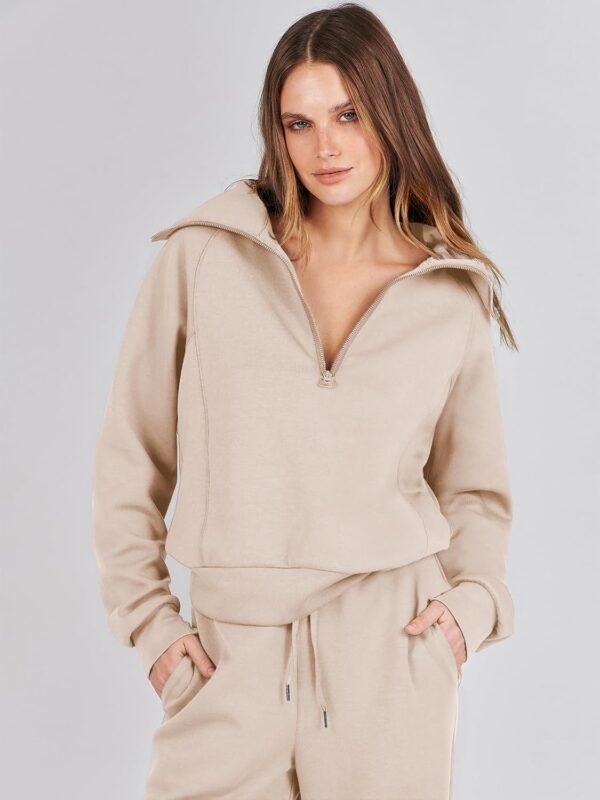 ANRABESS Women 2 Piece Outfits Sweatsuit Oversized Sweatshirt Sweatpants Tracksuit Sweat Lounge Matching Set 2024 Fall Trendy - Image 5