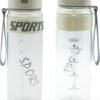 Sports Water Bottle, BPA-Free Plastic Drinking Cup with Straw & Chug Lid, Durable Travel Cup, Portable Gym Water Bottle with Handle, Leakproof Water Bottle for Outdoor, Home and Car (White)