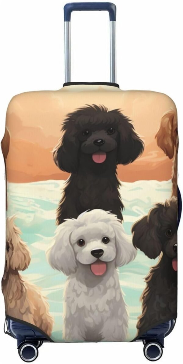 Travel Luggage Cover Poodles Dogs Suitcase Covers for Luggage Fashion Suitcase Protector Fits 18-32" Luggage, Black, L, Luggage Set