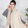Wander Agio Women's Warm Scarves Long Shawl Winter Warm Large Scarf Pure Color - Image 2