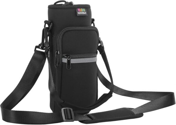 Nuovoware Water Bottle Carrier Bag, 25oz/32oz Bottle Pouch Holder, Adjustable Shoulder Hand Strap 2 Pocket Sling Neoprene Sleeve Sports Water Bottle Accessories for Hiking Travelling Camping