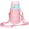 12oz Stainless Steel Sippy Cups with Straw, Insulated Kids Water Bottle with Portable Strap, Toddler Cups with Removable Handle, Kids Water Bottle for Girls and Boys,Pink - Image 2