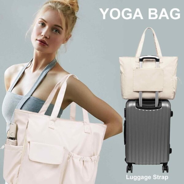 LEDAOU Beach Bag for Women Waterproof Sandproof Tote Bag Pool Bag with Zipper for Gym Shopping Travel with Wet Pocket - Image 9