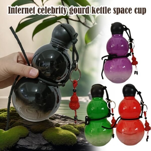 Gourd Water Bottle, Gourd Sports Travel Water Bottle Set, Bulk Water Bottles, Chinese Retro Style, 800ml Large Capacity Sports Water Bottles, Gourd Bottle(Black) - Image 2