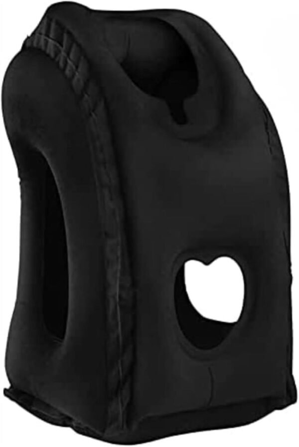 Inflatable Travel Pillow for Airplanes, Trains, Buses, Cars and Office. Stabilizes Posture, Prevents Neck Pain and Provides Relaxing Sleep on The go (Black)